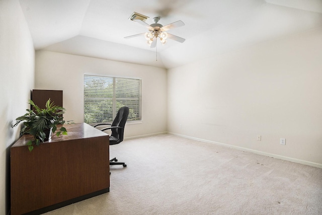 4619 Jade Green Ct, Houston, TX 77059 - carpeted office with a ceiling fan and lofted ceiling