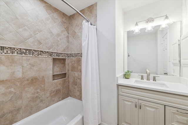 3403 Spring Arbor Ln, Sugar Land, TX 77479 - bathroom with shower / bath combination with curtain and vanity