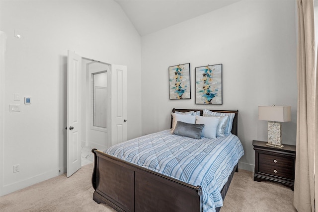 18247 Lakepoint Ridge Ln, Cypress, TX 77433 - bedroom featuring light carpet and lofted ceiling