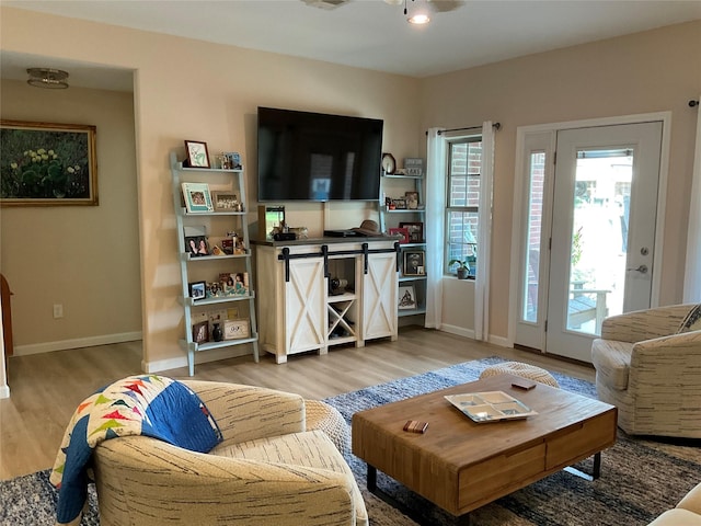 19 Trail Lk, Trinity, TX 75862 - living room featuring light wood-type flooring and ceiling fan