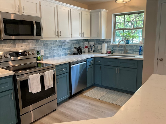 19 Trail Lk, Trinity, TX 75862 - kitchen featuring stainless steel appliances, decorative backsplash, light wood-type flooring, and white cabinetry