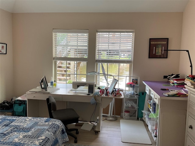 19 Trail Lk, Trinity, TX 75862 - bedroom with light wood finished floors and an office area