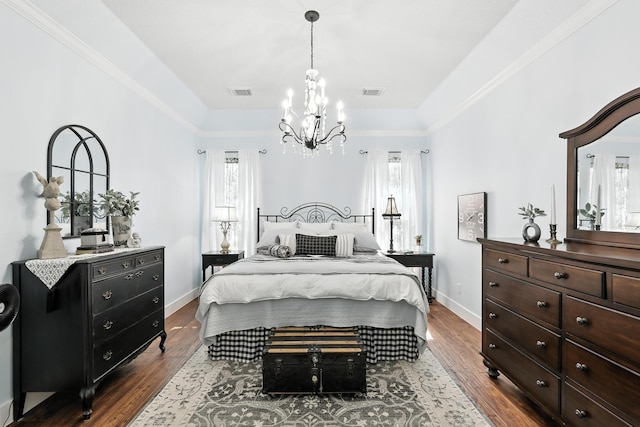 14506 Heron Marsh Dr, Cypress, TX 77429 - bedroom with a chandelier and dark wood-style floors