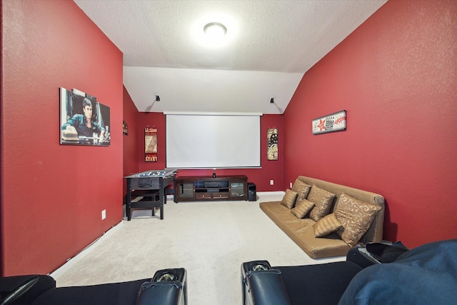 190 Monarch Trl, Sugar Land, TX 77498 - cinema featuring carpet floors, lofted ceiling, and a textured ceiling