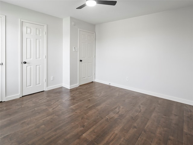 5031 Rustling Branch Ln, Katy, TX 77449 - unfurnished bedroom featuring dark wood-style flooring and ceiling fan