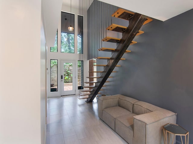 2812 Crossvine, The Woodlands, TX 77380 - foyer with a towering ceiling and stairs