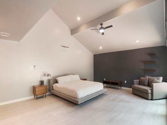 2812 Crossvine, The Woodlands, TX 77380 - bedroom featuring light wood-type flooring, recessed lighting, and a ceiling fan