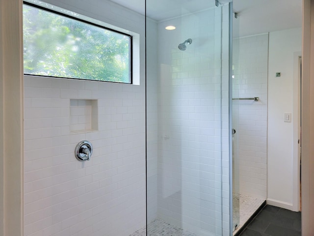 2812 Crossvine, The Woodlands, TX 77380 - full bath featuring a shower stall and tile patterned floors
