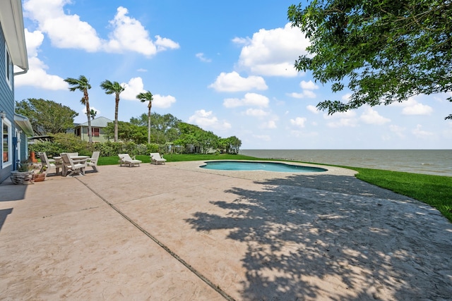 11320 Cedar Gully Rd, Beach City, TX 77523 - swimming pool featuring a patio and a water view