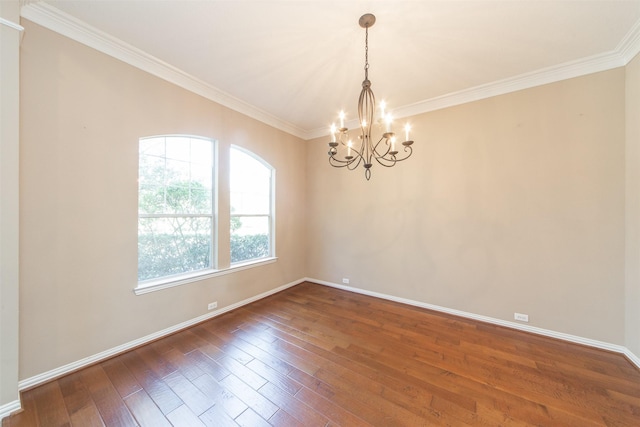 18219 S Austin Shore Dr, Cypress, TX 77433 - unfurnished room with a chandelier, dark wood-type flooring, and ornamental molding