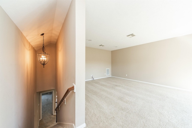 18219 S Austin Shore Dr, Cypress, TX 77433 - stairway with a chandelier and carpet flooring