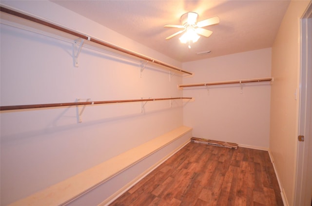 6906 Grant Dr, Magnolia, TX 77354 - spacious closet featuring wood finished floors and ceiling fan