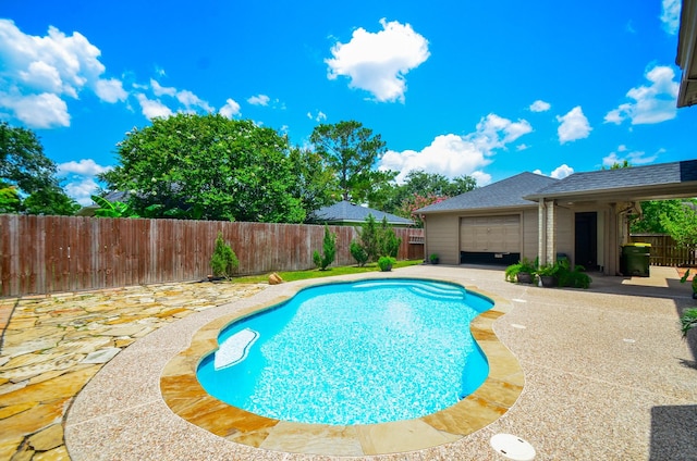 1501 Mulberry Ct, Pearland, TX 77581 - view of swimming pool with a patio area and a fenced backyard