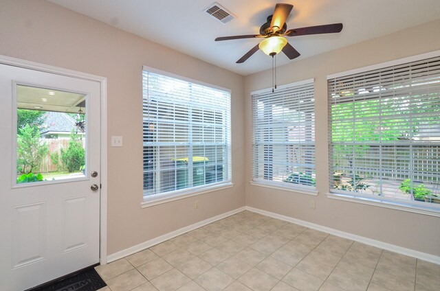 1501 Mulberry Ct, Pearland, TX 77581 - entryway with a ceiling fan and light tile patterned flooring