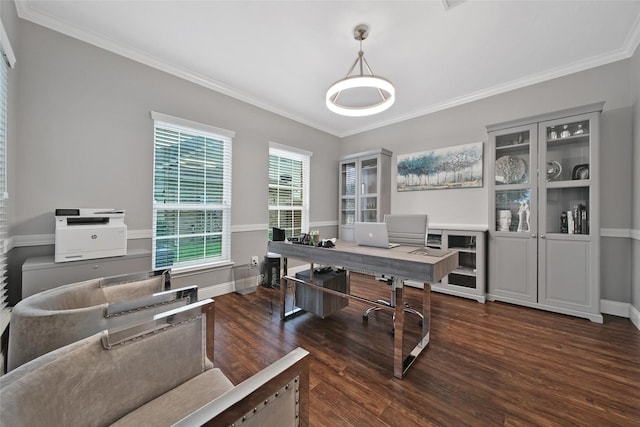 27115 Meadow Sage Ct, Cypress, TX 77433 - office area with wood finished floors and crown molding