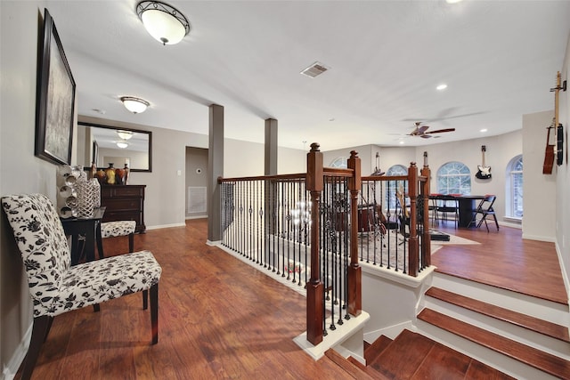 27115 Meadow Sage Ct, Cypress, TX 77433 - hallway with wood finished floors and recessed lighting