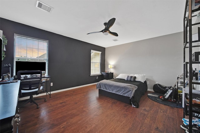27115 Meadow Sage Ct, Cypress, TX 77433 - bedroom with wood finished floors, an office area, and a ceiling fan