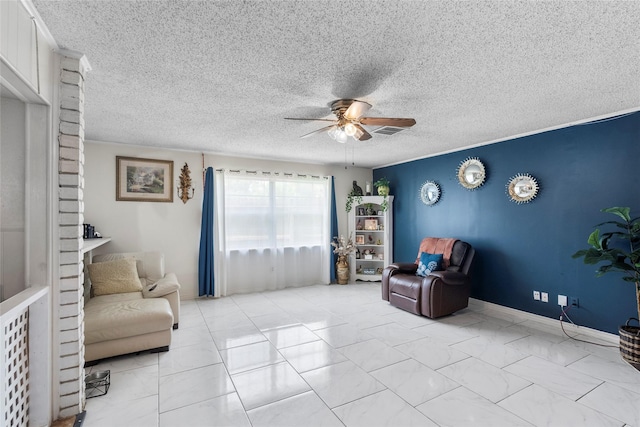 10507 Kirkhill Dr, Houston, TX 77089 - sitting room with ceiling fan and a textured ceiling