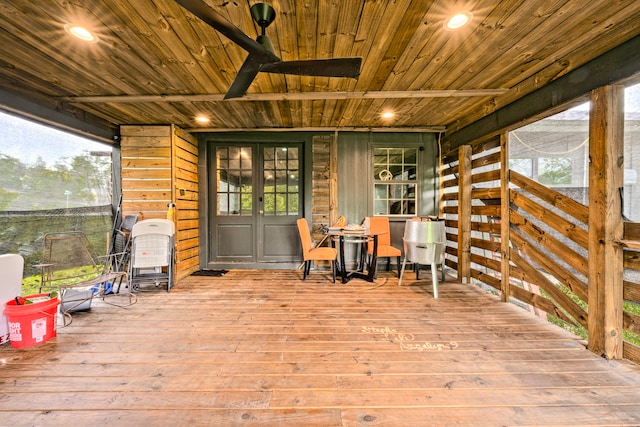 826 Rosewick St, Houston, TX 77015 - wooden deck featuring french doors and a ceiling fan