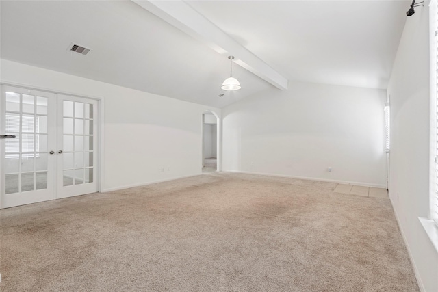 6615 Lost Pines Bnd, Houston, TX 77049 - unfurnished room featuring carpet floors, french doors, and arched walkways