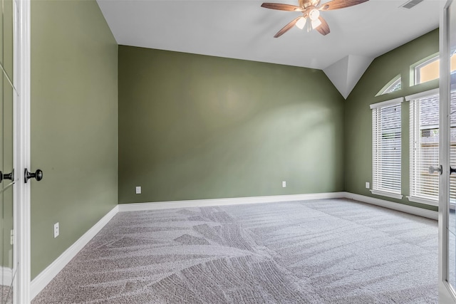 2206 Chelsea Creek Ln, Spring, TX 77386 - spare room with carpet floors, ceiling fan, and vaulted ceiling