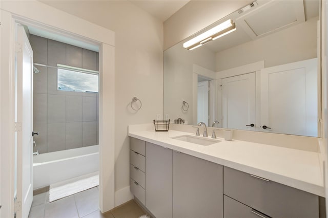 1919 Rosewood St, Houston, TX 77004 - full bath featuring vanity, shower / tub combination, and tile patterned floors
