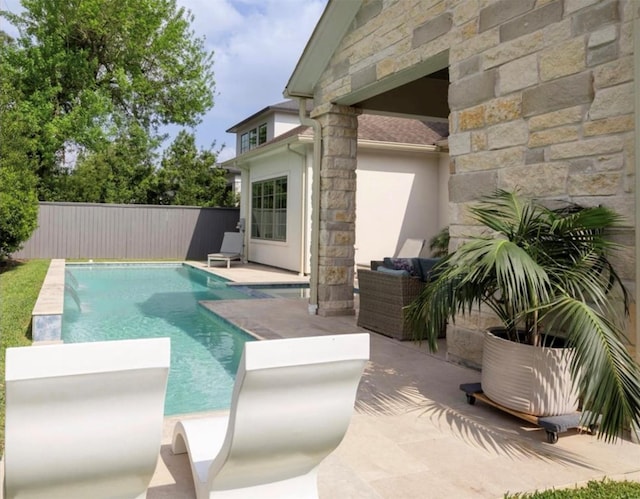 7526 Janak Dr, Houston, TX 77055 - view of swimming pool with a fenced backyard and a patio area