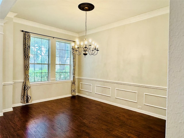 5403 Emerald Pointe Ln, Sugar Land, TX 77479 - spare room with a chandelier, crown molding, and wood finished floors