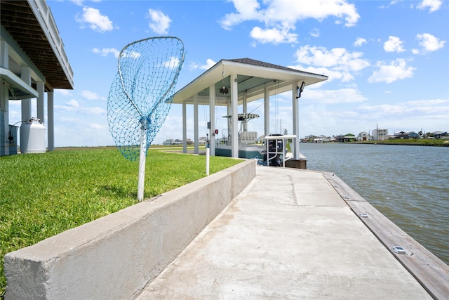 1301 Lagoon Dr, Crystal Beach, TX 77650 - dock featuring a yard and a water view