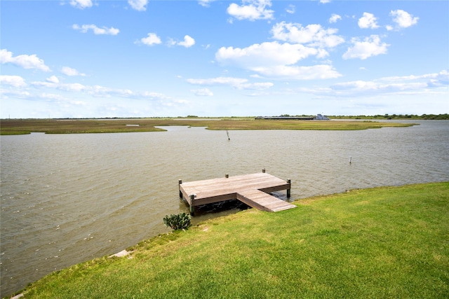 1301 Lagoon Dr, Crystal Beach, TX 77650 - dock featuring a water view and a yard