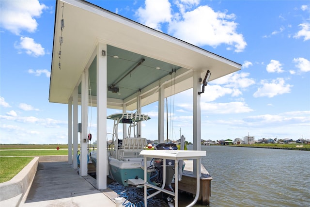 1301 Lagoon Dr, Crystal Beach, TX 77650 - dock with boat lift and a water view