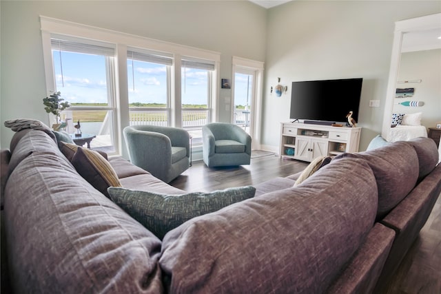 1301 Lagoon Dr, Crystal Beach, TX 77650 - living room with plenty of natural light and wood finished floors