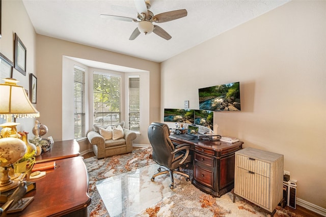 23702 Whispering Wind, Katy, TX 77494 - home office featuring baseboards and ceiling fan