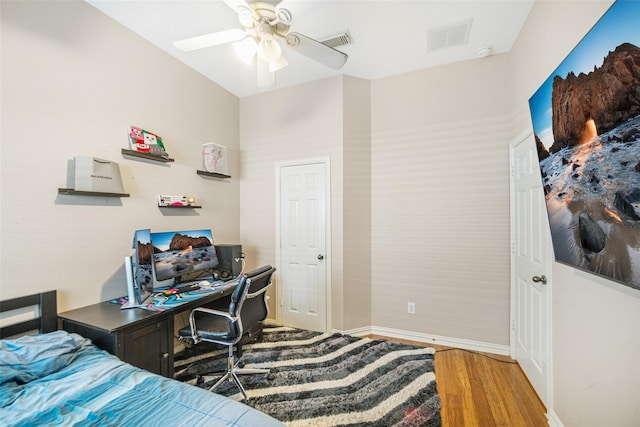 23702 Whispering Wind, Katy, TX 77494 - bedroom featuring a ceiling fan and wood finished floors