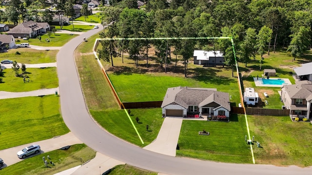 16070 Deer Pines Dr, Conroe, TX 77303 - aerial perspective of suburban area featuring property boundaries highlighted