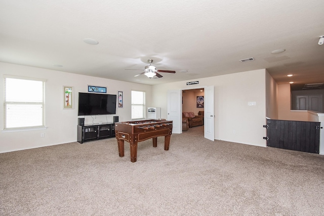 4302 Lisboa Cir, Katy, TX 77493 - recreation room featuring a ceiling fan and carpet