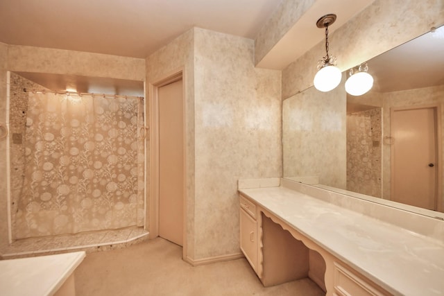 8311 Everleaf Dr, Spring, TX 77379 - bathroom featuring vanity and a shower with shower curtain