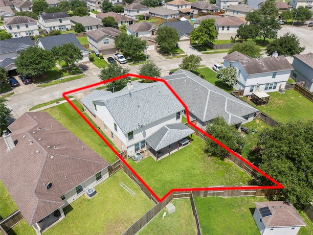 29418 Legends Hill Dr, Spring, TX 77386 - aerial perspective of suburban area featuring property parcel outlined