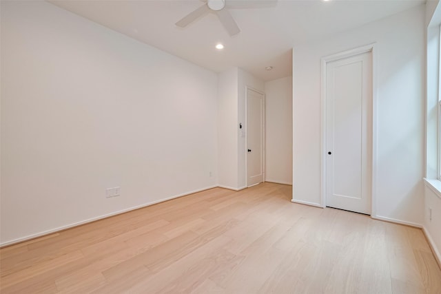 4109 Castor St Unit B, Houston, TX 77022 - unfurnished bedroom featuring light wood-style flooring, recessed lighting, and a ceiling fan