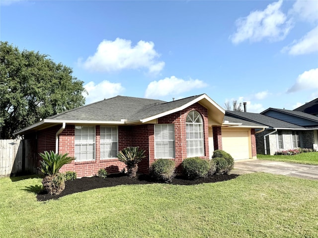 10934 Covered Bridge St, Houston, TX 77075 - view of front of house with brick siding, an attached garage, concrete driveway, and a shingled roof