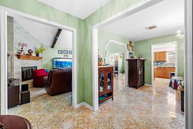 726 Park Knoll Ln, Katy, TX 77450 - corridor with vaulted ceiling, plenty of natural light, and arched walkways
