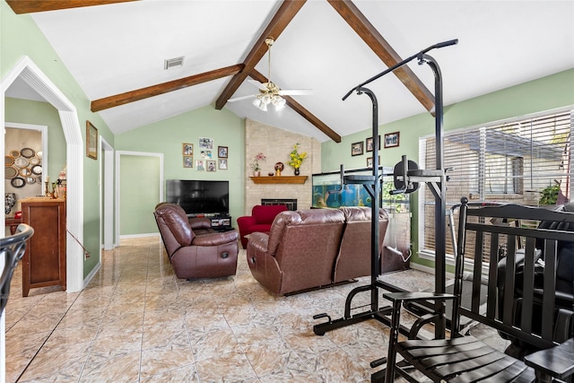 726 Park Knoll Ln, Katy, TX 77450 - living room with a fireplace and a ceiling fan