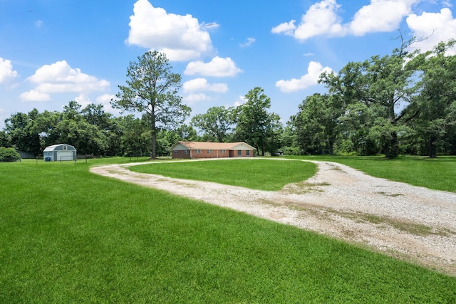 5254 State Highway 146 S, Livingston, TX 77351 - view of grassy yard featuring driveway, a garage, and a shed