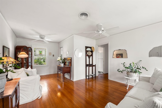 2114 Saxon Dr, Houston, TX 77018 - living room featuring ceiling fan and wood finished floors