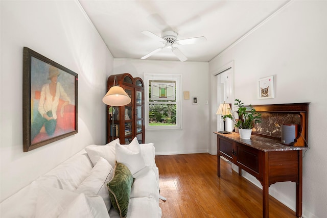 2114 Saxon Dr, Houston, TX 77018 - living room featuring wood finished floors and ceiling fan