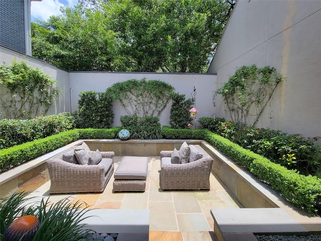 3124 Mid Ln, Houston, TX 77027 - fenced backyard with an outdoor hangout area and a patio