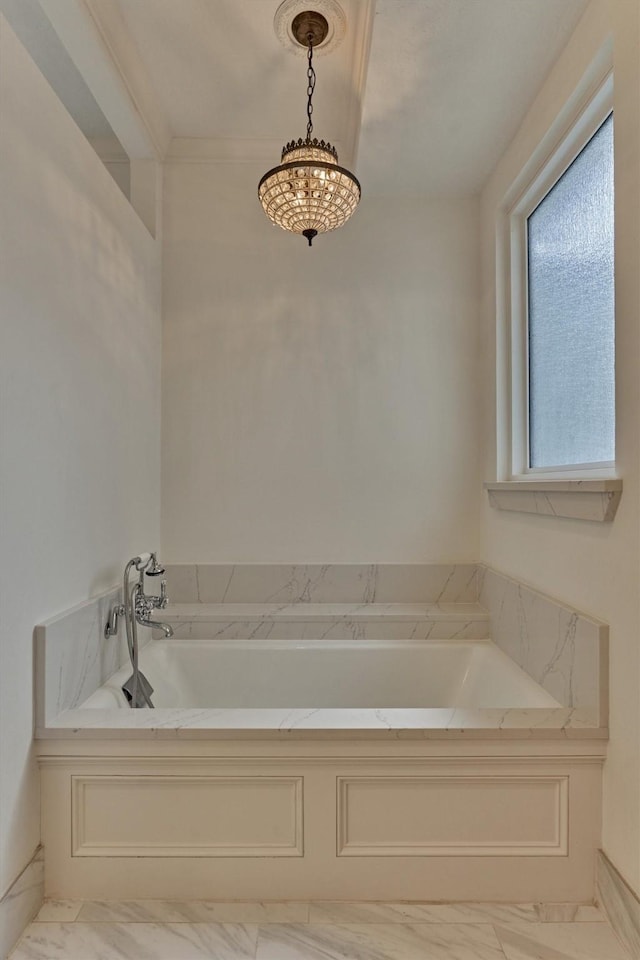 23119 Hampton Forest Ln, Spring, TX 77389 - bathroom featuring marble finish flooring and a garden tub