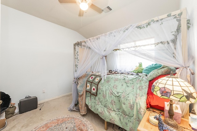 8114 Rushing Stream Ct, Tomball, TX 77375 - bedroom featuring carpet flooring, a ceiling fan, and lofted ceiling