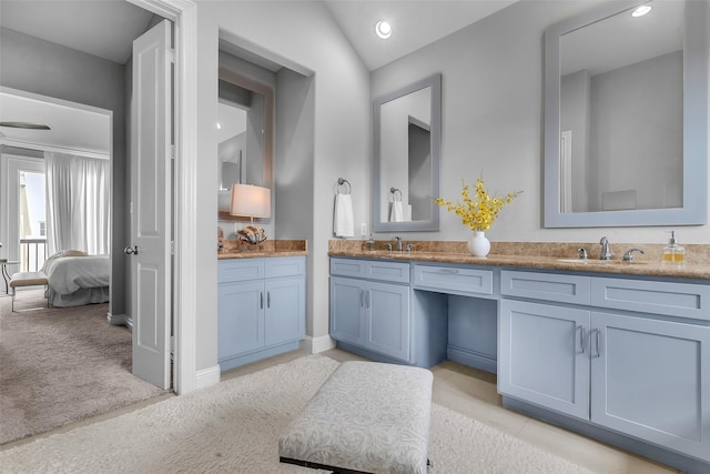 2206 Hilshire Glen Ct, Houston, TX 77080 - full bathroom with double vanity, ensuite bath, and recessed lighting