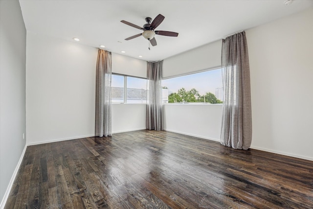 1728 Michigan St Unit C, Houston, TX 77006 - empty room featuring a ceiling fan, wood finished floors, and recessed lighting